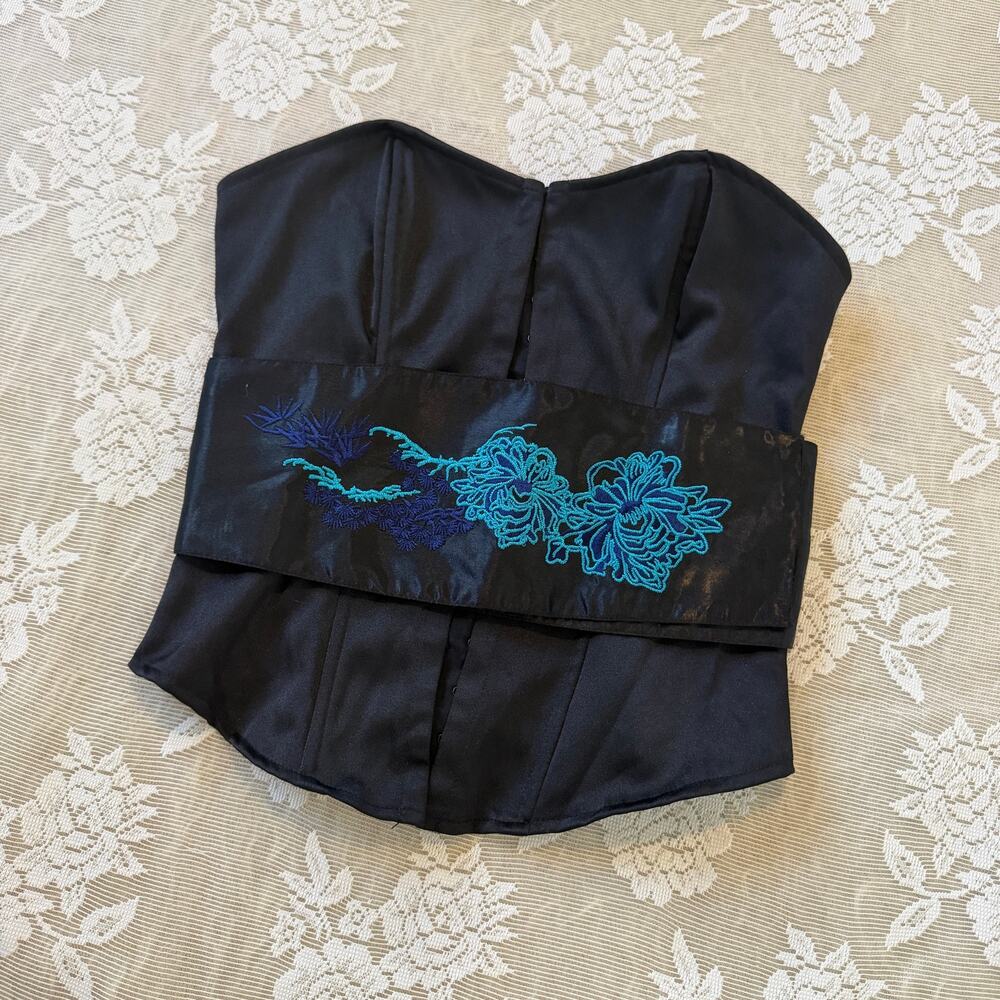 Vintage Y2K Mandee Embroidered Corset Top Size S